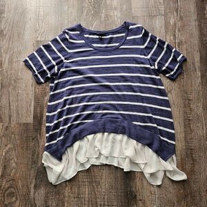 Torrid Blue Stripe 2fer Shark Bite Top